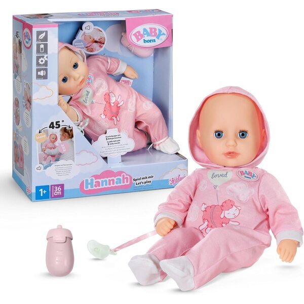 BABY Born Hannah interaktive Puppe 36 cm mit 5 Funktionen und weichem Körper, geeignet ab 1 Jahr