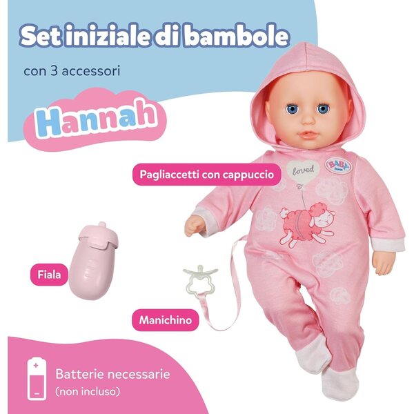 BABY Born Hannah interaktive Puppe 36 cm mit 5 Funktionen und weichem Körper, geeignet ab 1 Jahr