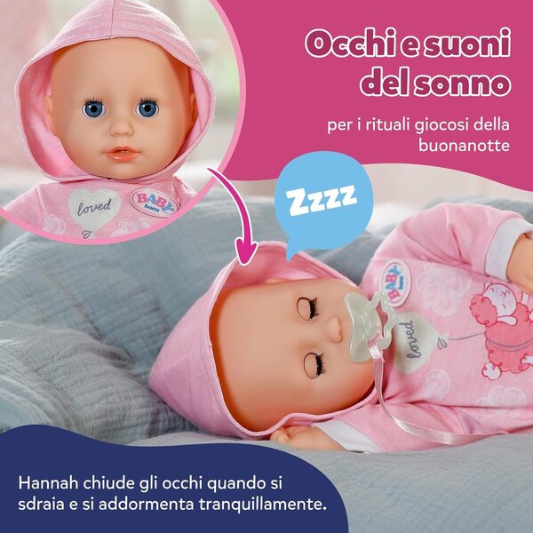 BABY Born Hannah interaktive Puppe 36 cm mit 5 Funktionen und weichem Körper, geeignet ab 1 Jahr