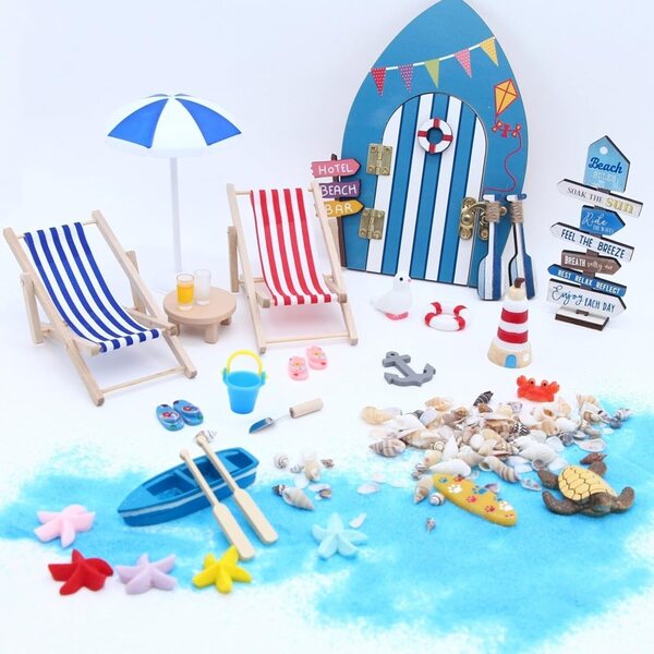 Miniatur-Strandlandschaftsset mit detailliertem Bastelzubehör aus Holz