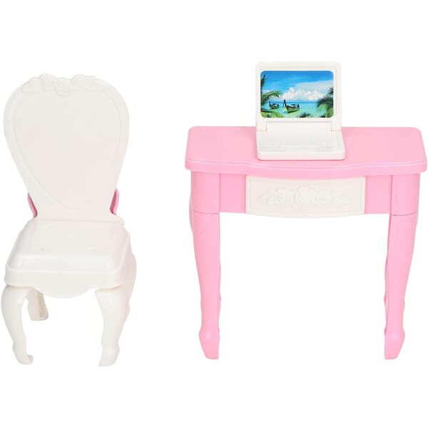 Chrees Set Miniatura 1:12 Laptop Tavolo Sedia Casa delle Bambole Materiale ABS