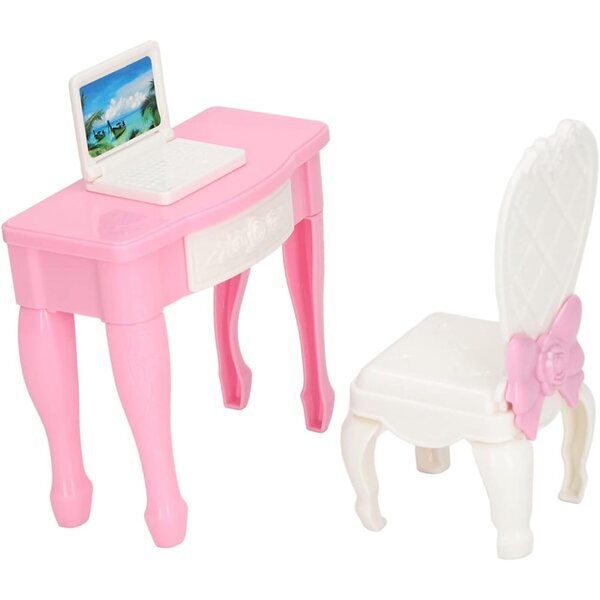 Chrees Set Miniatura 1:12 Laptop Tavolo Sedia Casa delle Bambole Materiale ABS