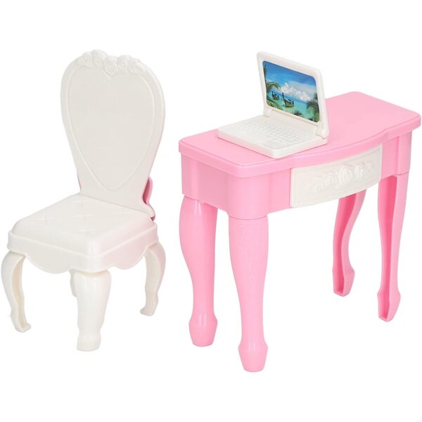 Chrees Set Miniatura 1:12 Laptop Tavolo Sedia Casa delle Bambole Materiale ABS