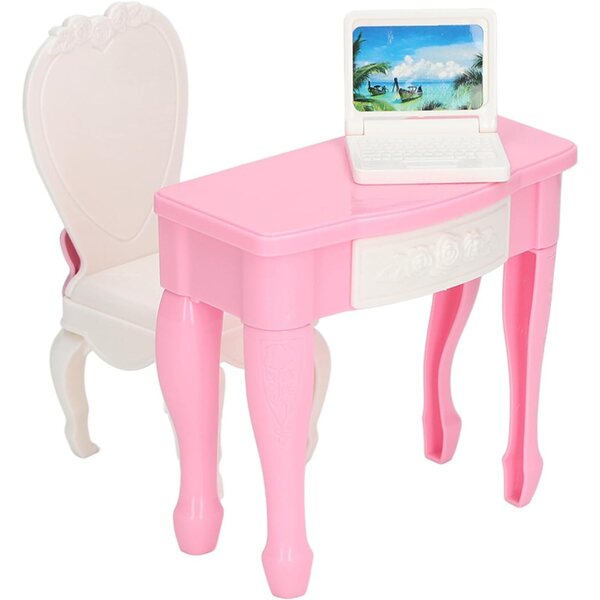 Chrees Set Miniatura 1:12 Laptop Tavolo Sedia Casa delle Bambole Materiale ABS