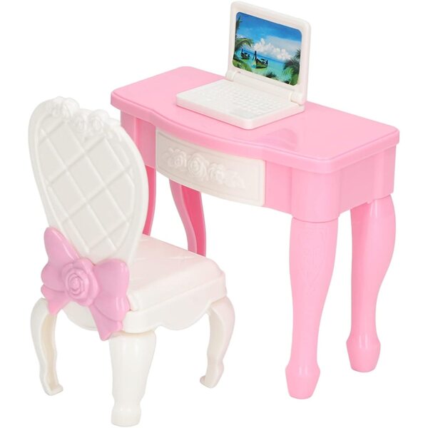 Chrees Set Miniatura 1:12 Laptop Tavolo Sedia Casa delle Bambole Materiale ABS