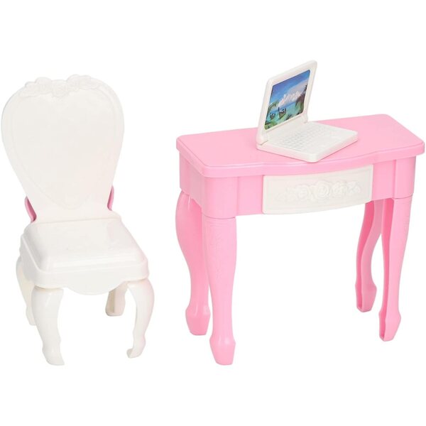 Chrees Set Miniatura 1:12 Laptop Tavolo Sedia Casa delle Bambole Materiale ABS