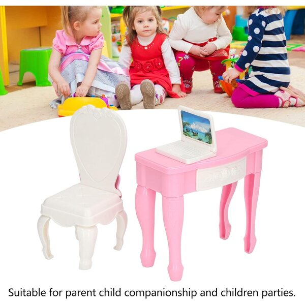 Chrees Set Miniatura 1:12 Laptop Tavolo Sedia Casa delle Bambole Materiale ABS