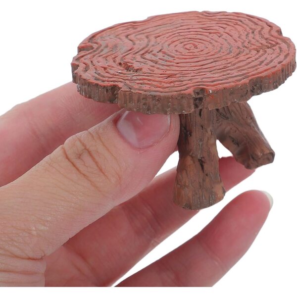 Miniatur-Schaukeltisch- und Stuhlset aus Kunstharz für Märchengärten und rustikale Dekoration