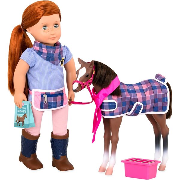 Our Generation Quarter Horse Fohlen mit Zubehör für Puppen 46 cm – Fantasy-Spiel