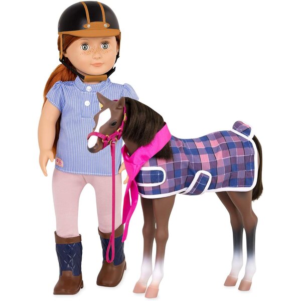 Our Generation Quarter Horse Fohlen mit Zubehör für Puppen 46 cm – Fantasy-Spiel