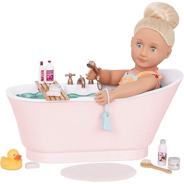 Unsere Generation Deluxe-Badewanne mit Geräuschen für 18-Zoll-Puppen – komplettes Zubehör