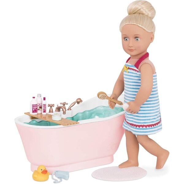Unsere Generation Deluxe-Badewanne mit Geräuschen für 18-Zoll-Puppen – komplettes Zubehör