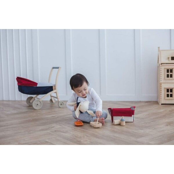 PlanToys Puppenfütterungsset aus Holz und Stoff mit Tasche und Zubehör