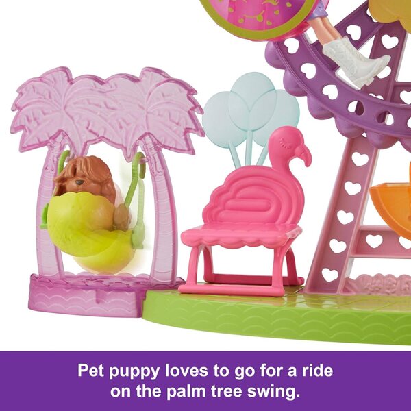 Polly Pocket Tropical Carnival mit Puppe, Welpe, Riesenrad und Zubehör