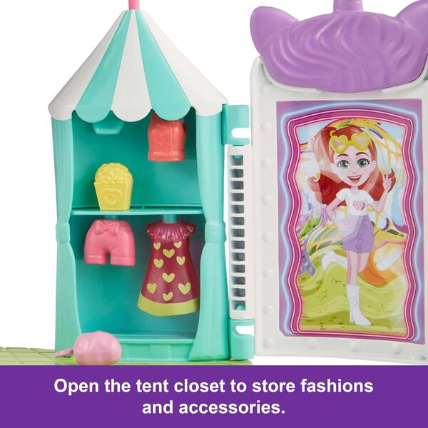Polly Pocket Tropical Carnival mit Puppe, Welpe, Riesenrad und Zubehör