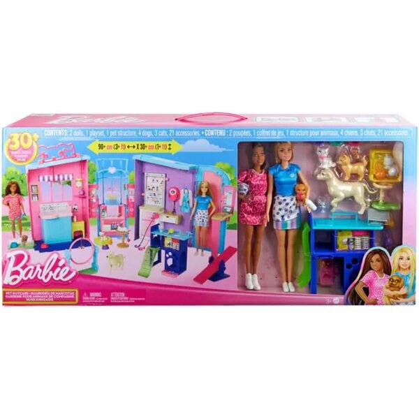 Barbie Pet Nursery Spielset mit 8 Tieren und Zubehör für Mädchen ab 3 Jahren