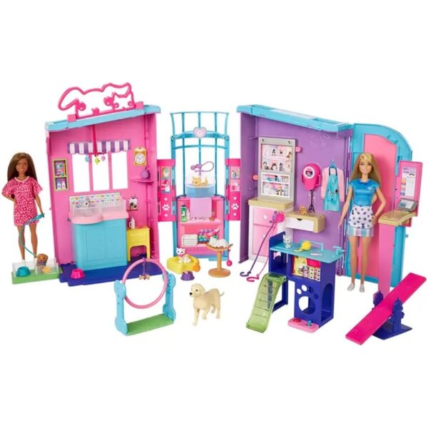 Barbie Pet Nursery Spielset mit 8 Tieren und Zubehör für Mädchen ab 3 Jahren