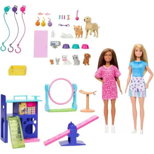Barbie Pet Nursery Spielset mit 8 Tieren und Zubehör für Mädchen ab 3 Jahren