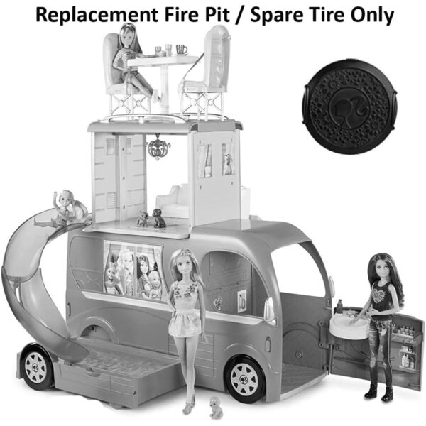 Original Ersatzbrennschale und Reifen Barbie Pop-Up Camper CJT42