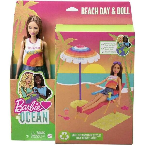 Barbie Loves the Ocean: Bambola e Set Spiaggia in Plastica Riciclata