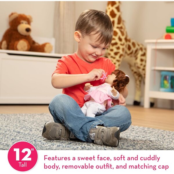 Brianna Melissa & Doug Kuschelpuppe mit besticktem Kleid und Schnuller inklusive