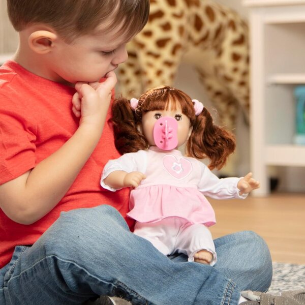 Brianna Melissa & Doug Kuschelpuppe mit besticktem Kleid und Schnuller inklusive