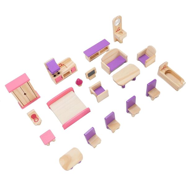 Chrees Set Mobili Casa delle Bambole Legno di Faggio, Giocattolo Educativo Bambini