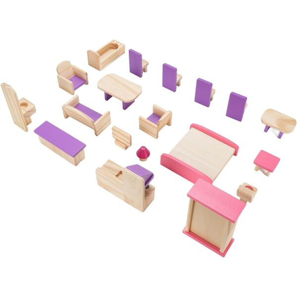 Chrees Set Mobili Casa delle Bambole Legno di Faggio, Giocattolo Educativo Bambini
