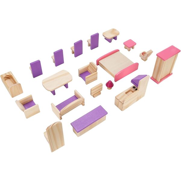 Chrees Set Mobili Casa delle Bambole Legno di Faggio, Giocattolo Educativo Bambini