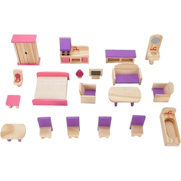 Chrees Set Mobili Casa delle Bambole Legno di Faggio, Giocattolo Educativo Bambini