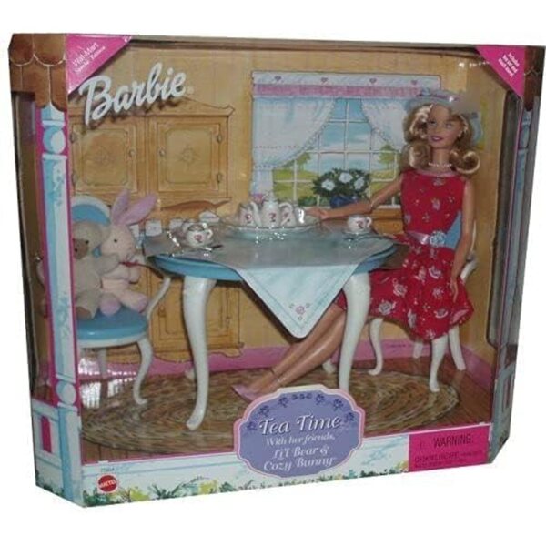 Barbie Tea Time 1999 Geschenkset mit Puppe, Plüschfreunden und Teezubehör