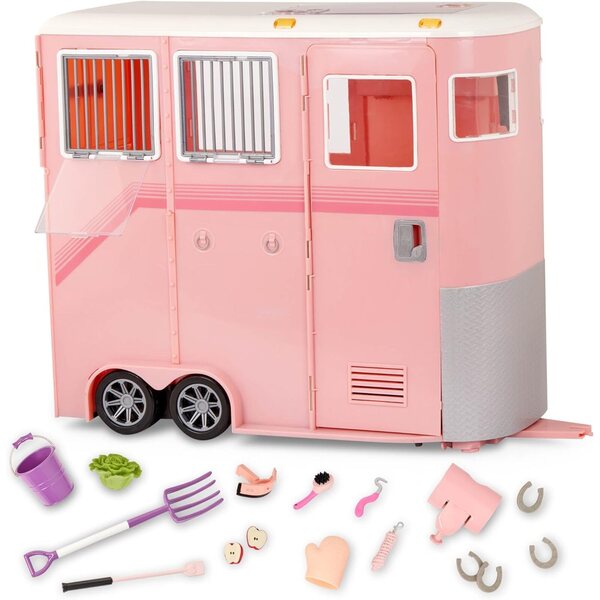 Our Generation Set Rimorchio per Cavalli Rosa 'Mane to Travel' - Accessori per Bambole 46 cm