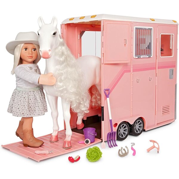 Our Generation Set Rimorchio per Cavalli Rosa 'Mane to Travel' - Accessori per Bambole 46 cm