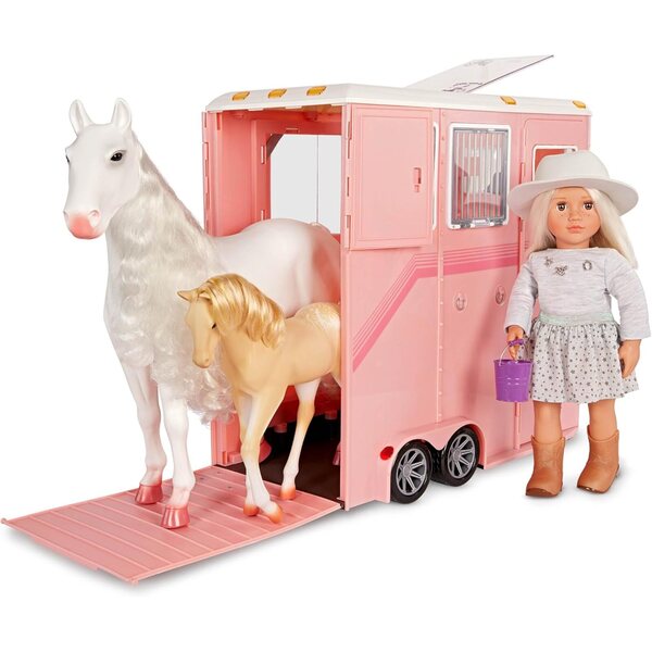 Our Generation Set Rimorchio per Cavalli Rosa 'Mane to Travel' - Accessori per Bambole 46 cm