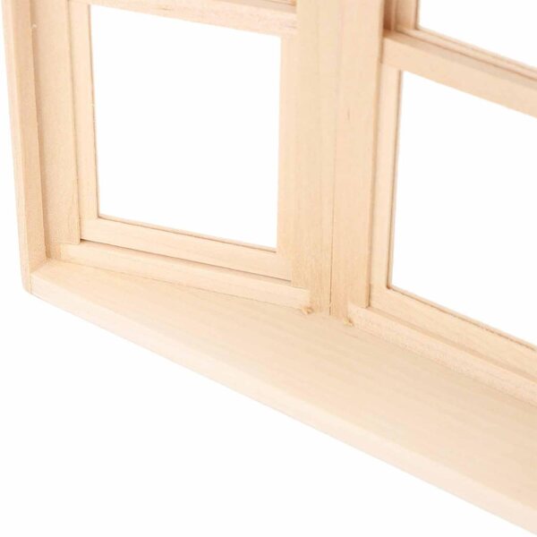 Finestra in Legno di Betulla per Casa delle Bambole Scala 1:12, Bovindo Scorrevole 3 Lati