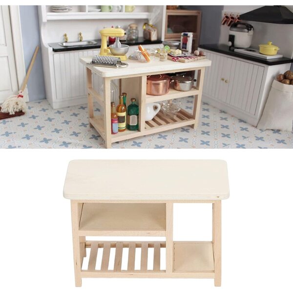 Chrees Tavolo in Legno per Casa delle Bambole Scala 1:12, Non Verniciato, Ecologico