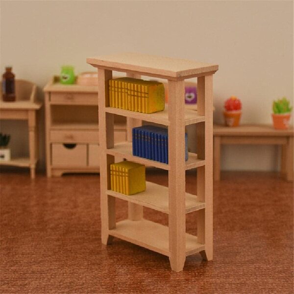 Casa delle bambole in legno 1:12 Libreria miniatura accessori sicuri Uterui