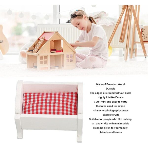 Set 3 pezzi presepe miniatura legno bianco, mobili realistici per case 1:12 e 1:6