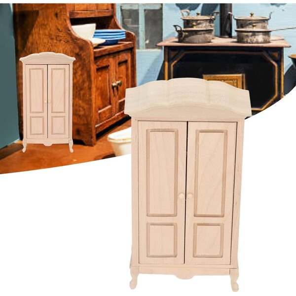 Chrees Armadio in Miniatura in Legno per Casa delle Bambole Scala 1/12, Doppia Porta