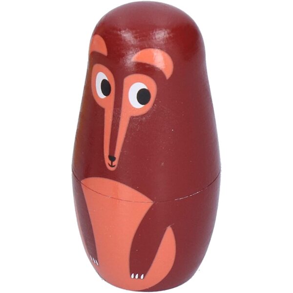 Set 6 Bambole Nidificanti Artigianali in Legno con Motivi Animali, Decorazioni Esclusive