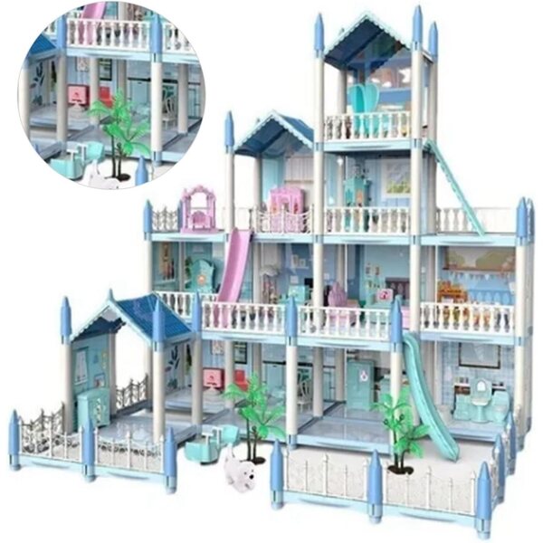 Sonew Casa delle Bambole Luminosa Fai-da-te con 14 Stanze e Accessori per Ragazze