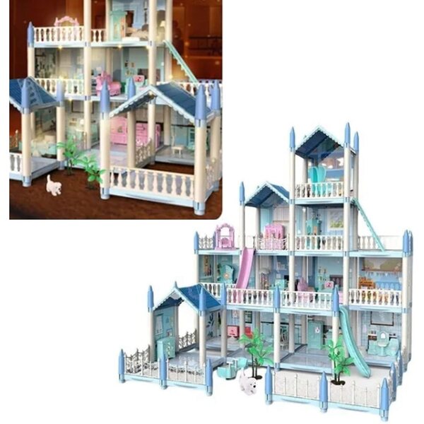 Sonew Casa delle Bambole Luminosa Fai-da-te con 14 Stanze e Accessori per Ragazze