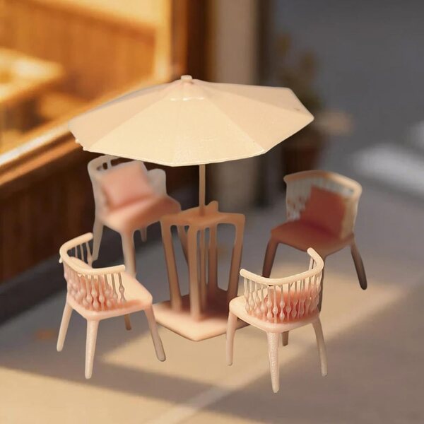Set Miniature Tavolo e Sedia in Resina 1:64 per Collezionisti e Decorazioni Casa