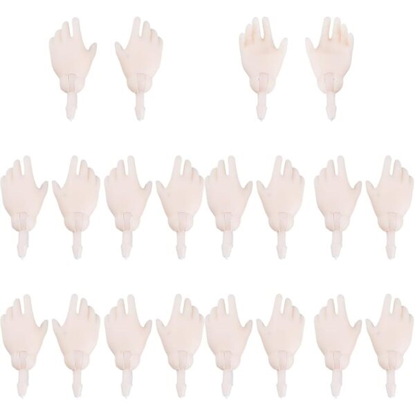 DICOSMETIC 10 paia mani articolate in plastica per bambole 2,7 cm - ricambi miniatura