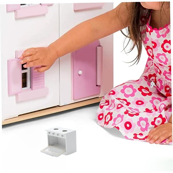 Stufa in legno bianca in scala 1:12 per casa delle bambole - accessorio cucina miniatura