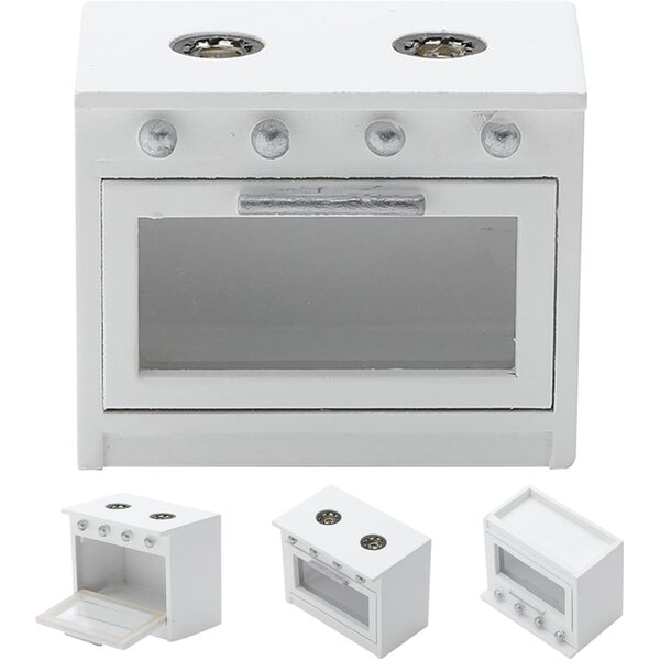 Stufa in legno bianca in scala 1:12 per casa delle bambole - accessorio cucina miniatura