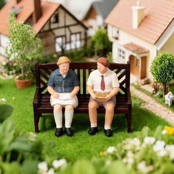 SEWACC Panca doppia in miniatura legno 1:12 stile retrò non verniciata per casa bambole