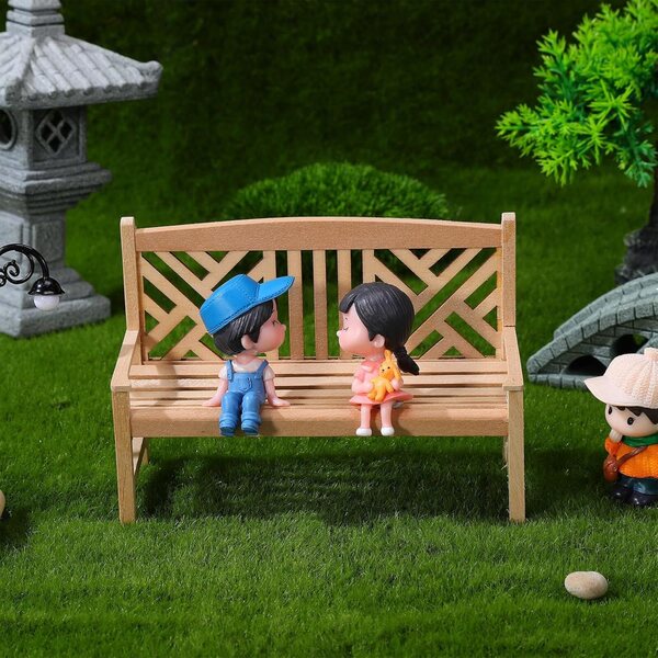 SEWACC Panca doppia in miniatura legno 1:12 stile retrò non verniciata per casa bambole