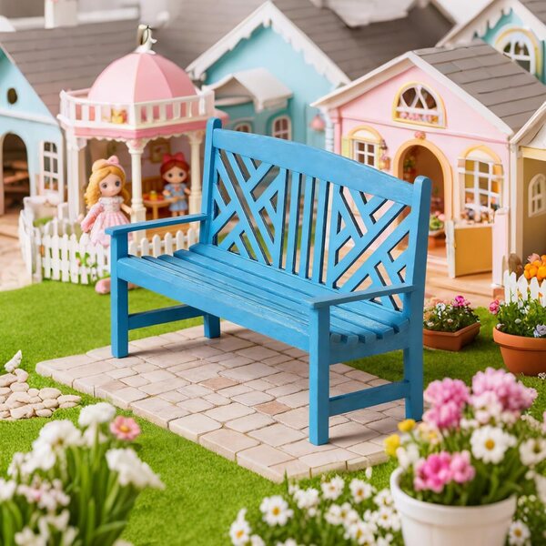 SEWACC Panca doppia in miniatura legno 1:12 stile retrò non verniciata per casa bambole