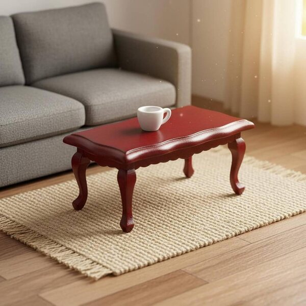 Tavolino in Miniatura 1:12 in Legno di Betulla per Casa delle Bambole, Design Elegante